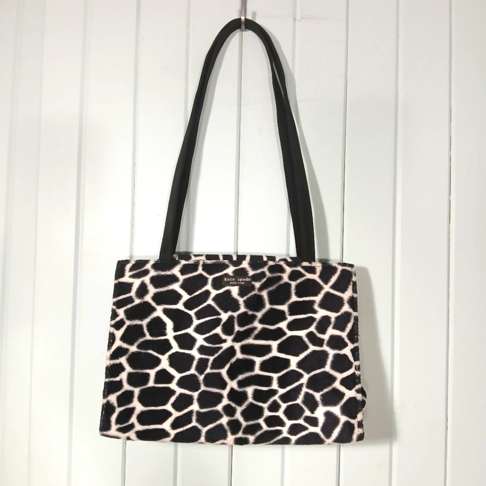 Kate Spade faux fur giraffe print shoulder bag